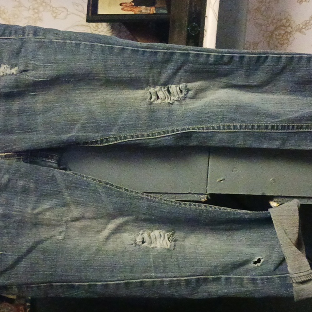 Women's Distressed Blue Jeans
